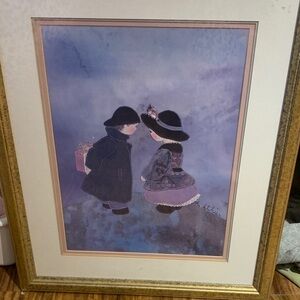 Framed Home Art Print - Purple Toned Children Illustration